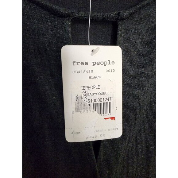 NWT Free People Easy Squeezy Linen Blend Dress Size XS Black Lagenlook Pockets - Picture 4 of 6